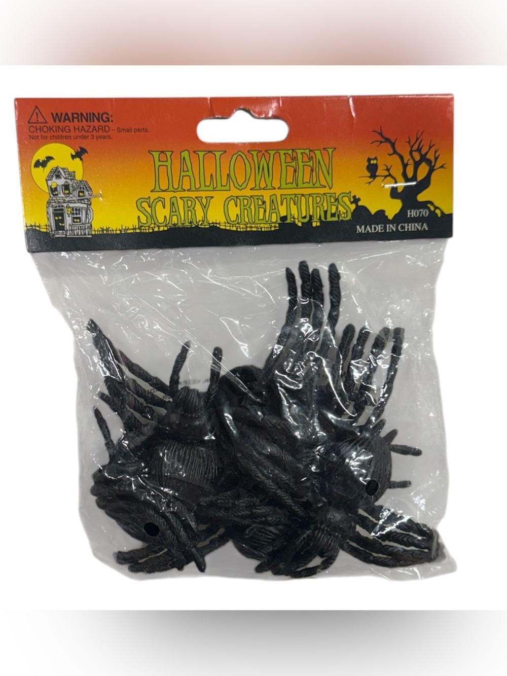 Halloween scary creatures bag of black spiders brand new in packaging never used